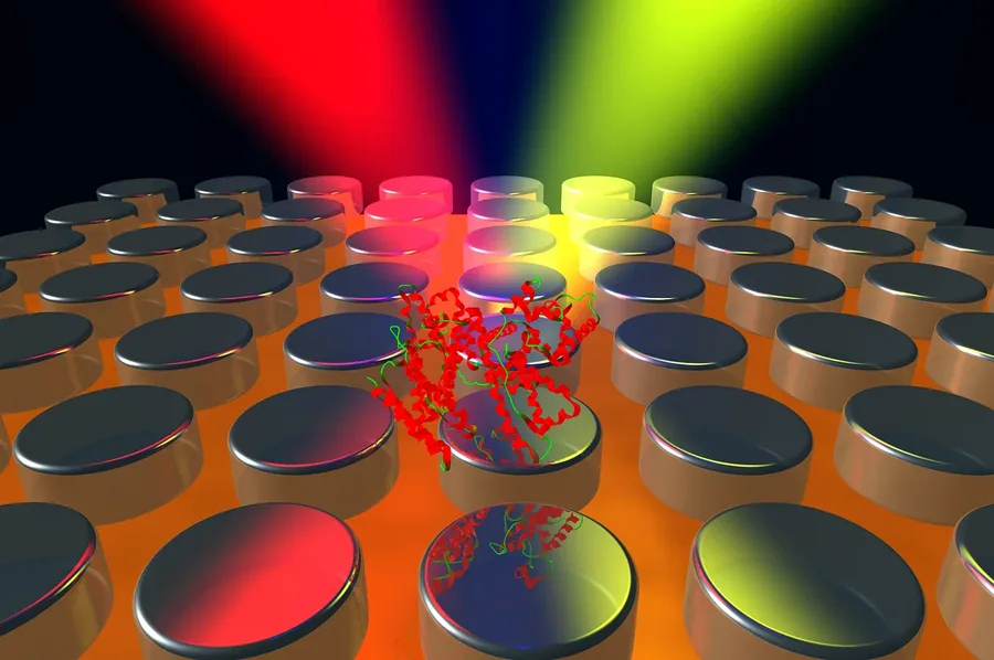 Metasurface array interacting with light and a molecule